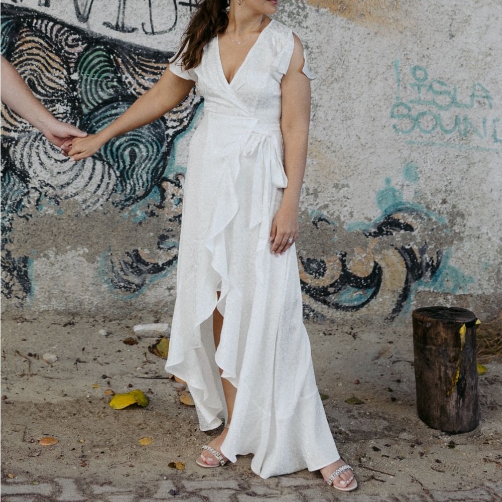 Altr’d State White Satin Wrap Dress